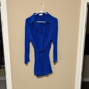 Pink Lily Vibrant Blue Pleated Skirt